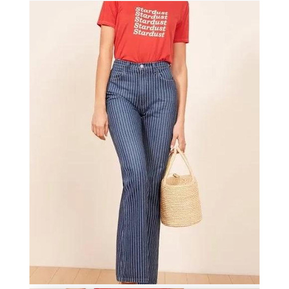 Reformation Denim - NEW REFORMATION MACGRAW JEANS MESA STRIPE SZ 27 FLARED